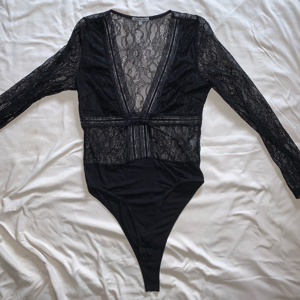 Long Sleeve Black Lace Body Suit
